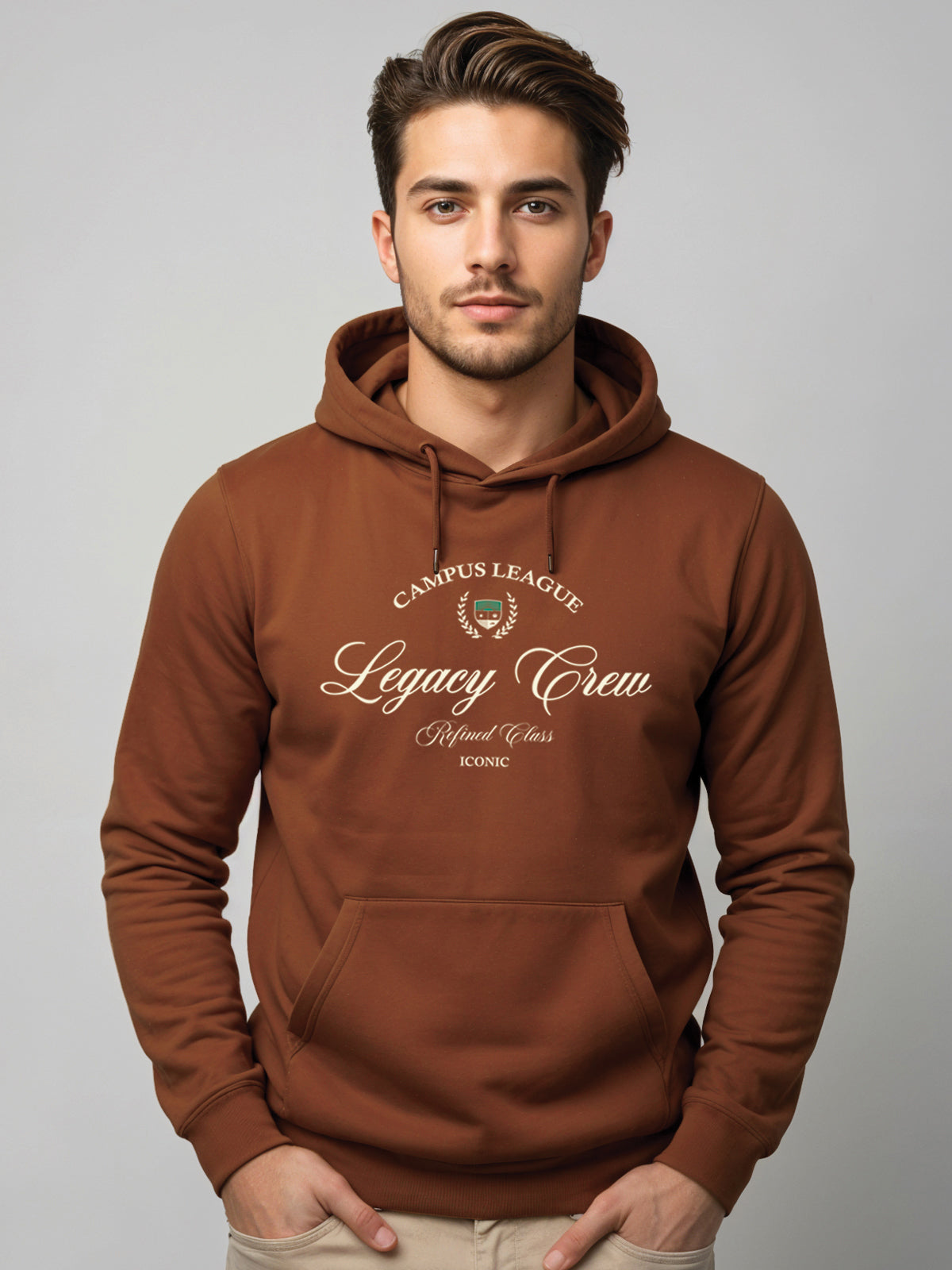 Men Brown Printed Hoodie