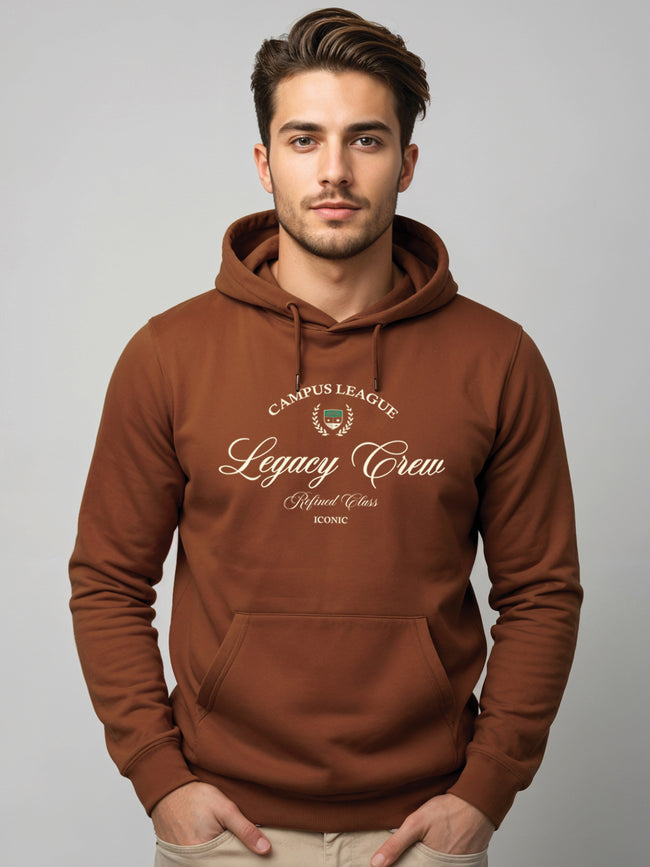 Men Brown Printed Hoodie