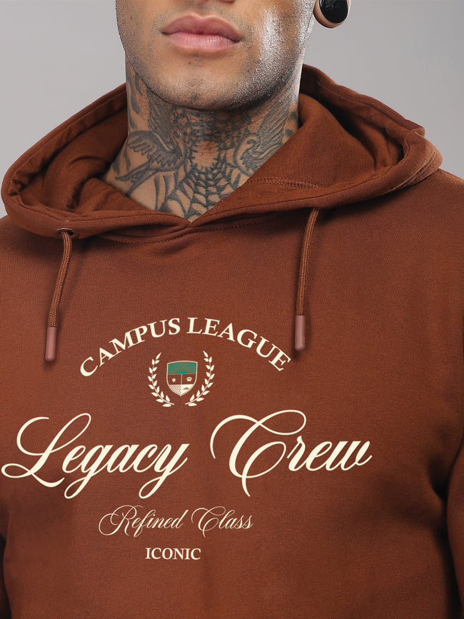 Men Brown Printed Hoodie