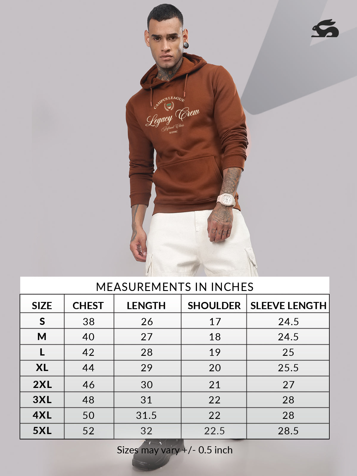 Men Brown Printed Hoodie