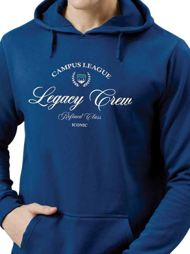 Men Blue Campus League Legacy Crew Hoodie