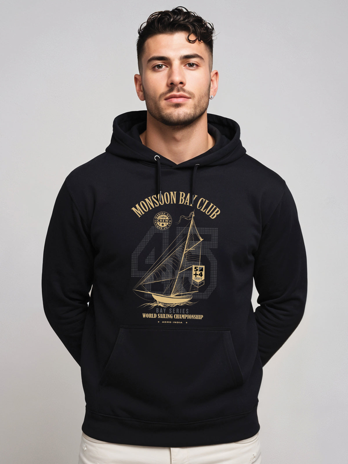 Men Black Printed Hoodie