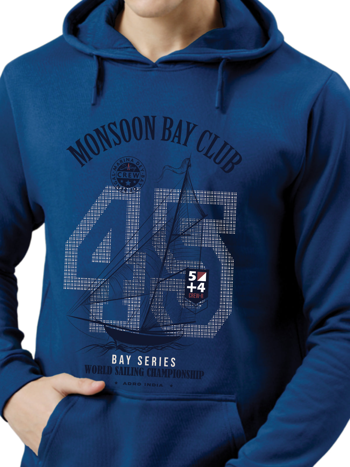 Men Blue Printed Hoodie