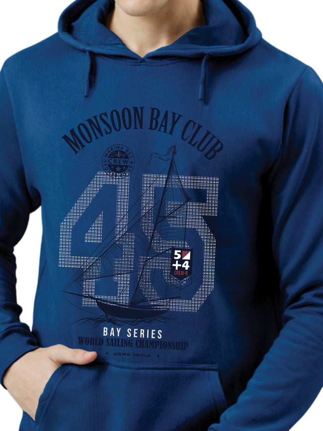 Men Blue Printed Hoodie