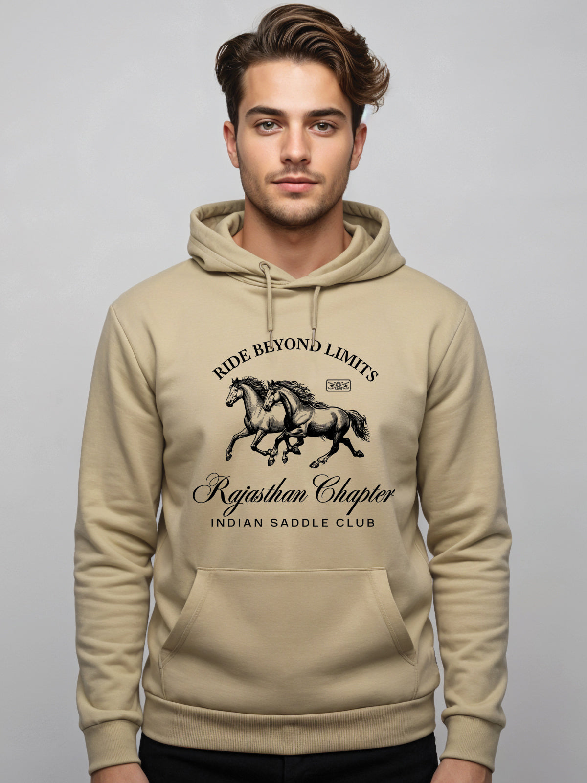 Men Beige Printed Hoodie