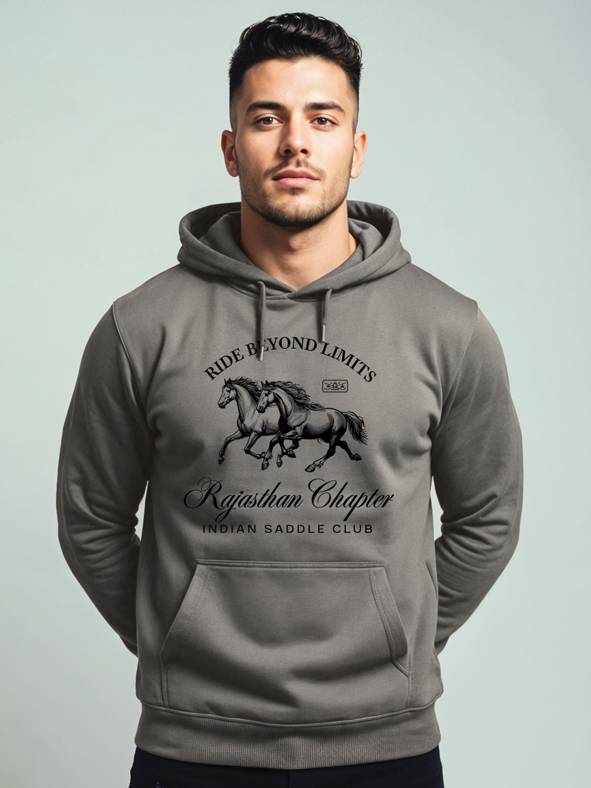 Men Grey Printed Hoodie