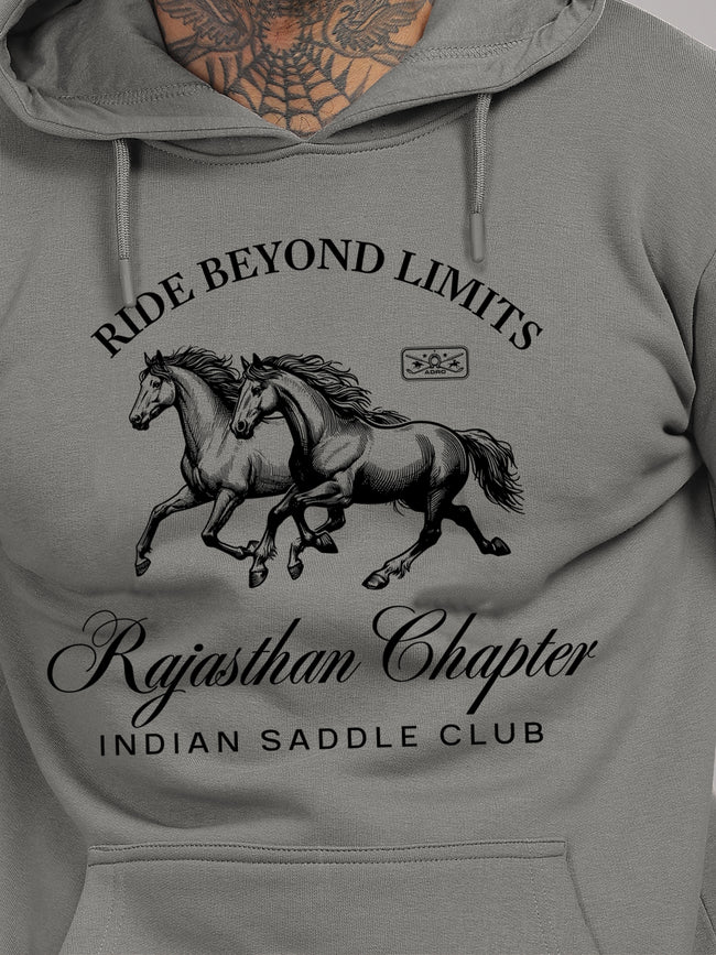 Men Grey Printed Hoodie