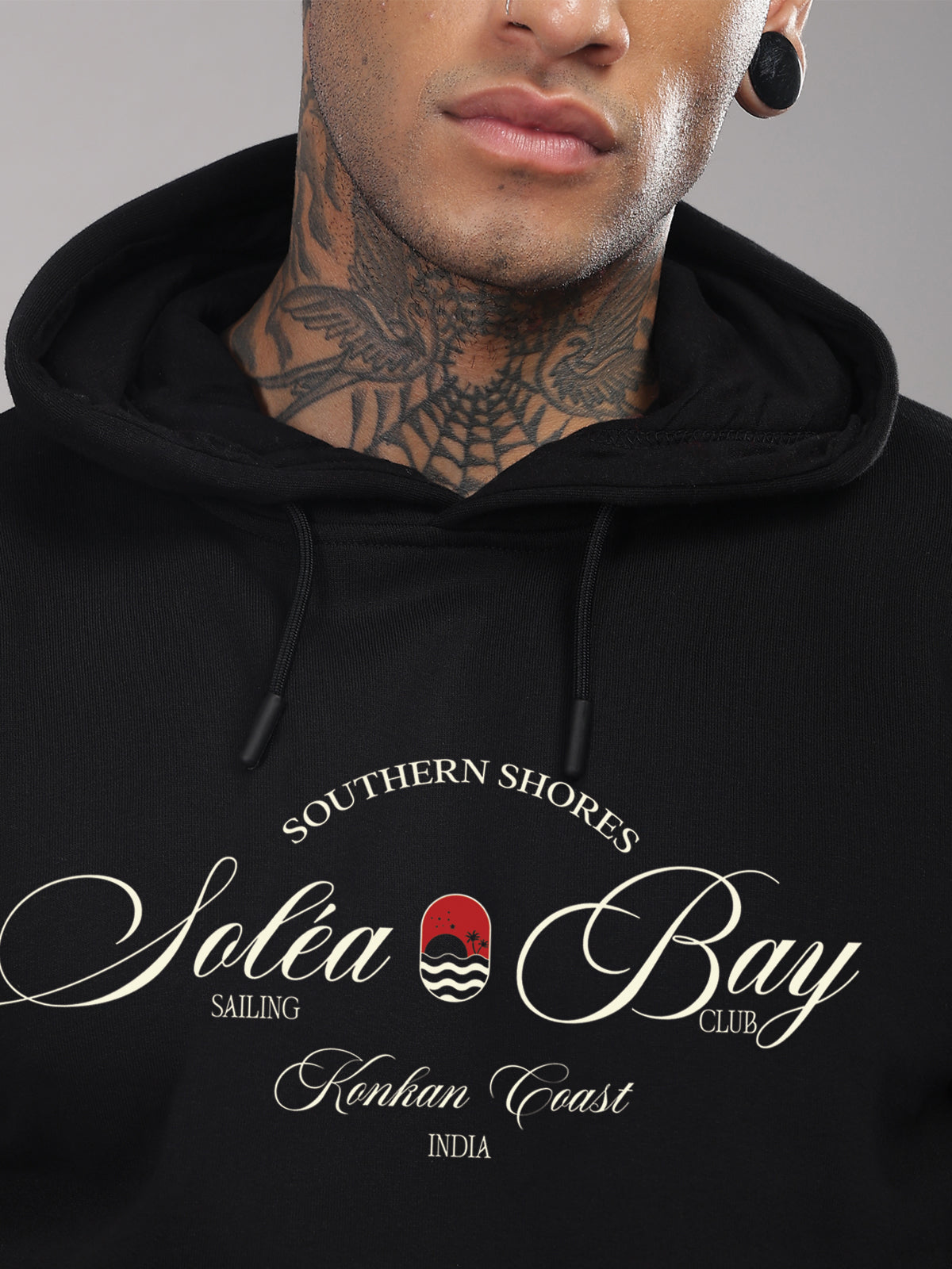 Men Black Printed Hoodie
