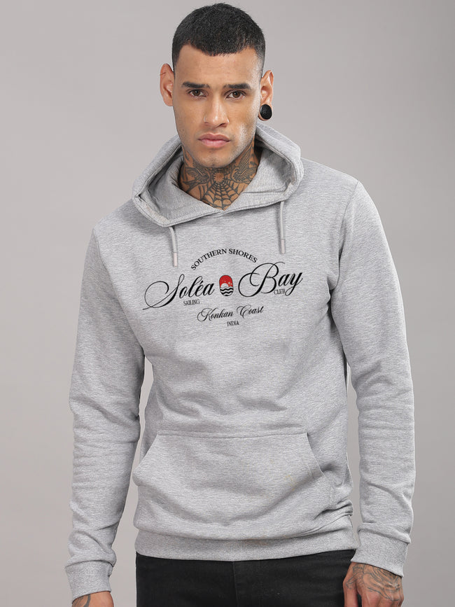 Men Grey Printed Hoodie