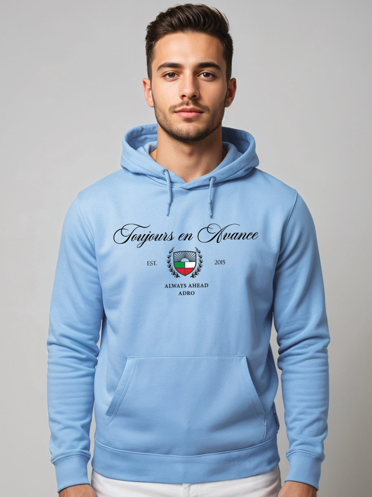 Men Blue Printed Hoodie