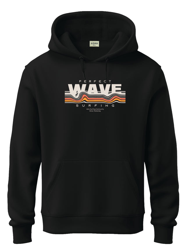 Men Black Cotton Fleece Printed Hoodie