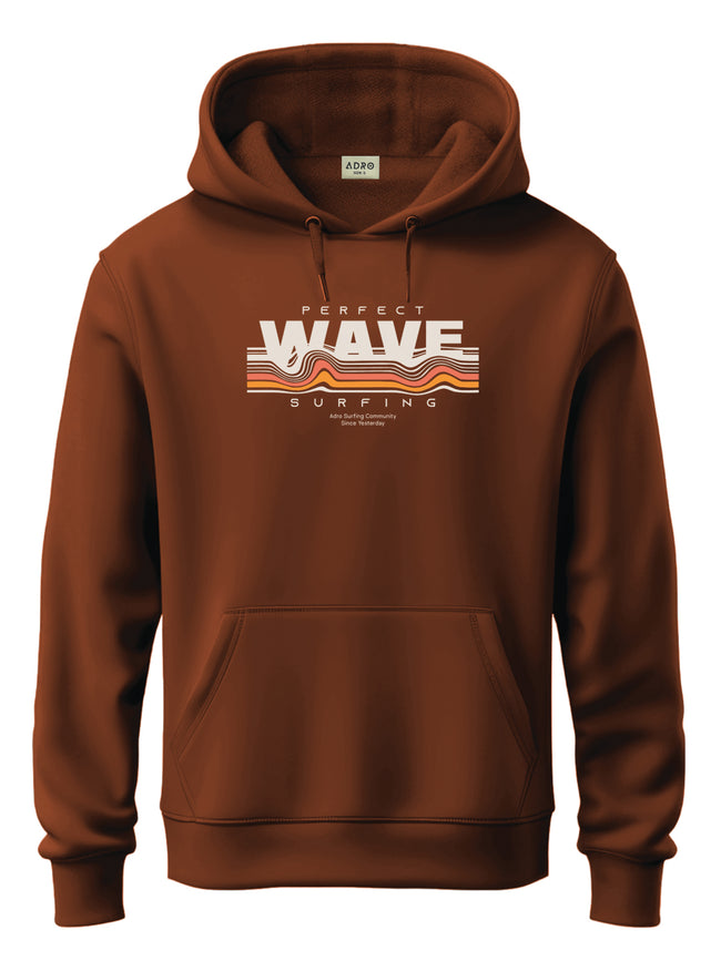 Men Brown Cotton Fleece Printed Hoodie