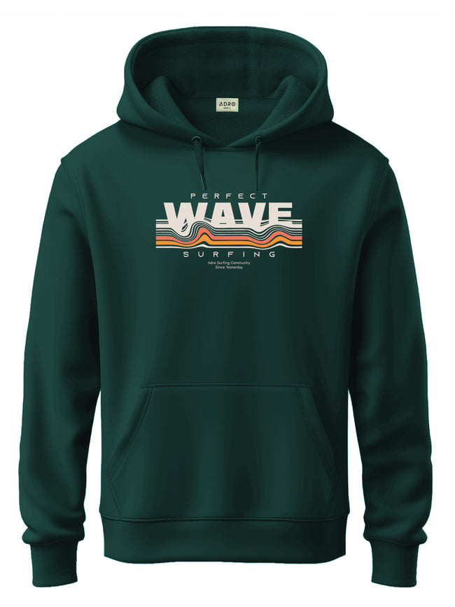 Men Green Cotton Fleece Printed Hoodie