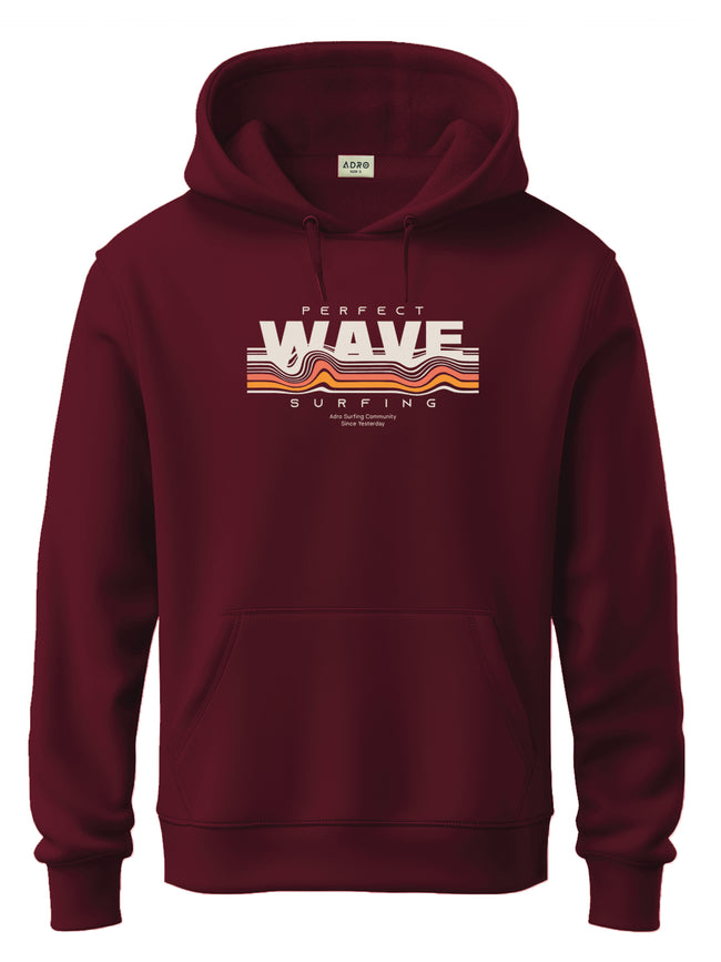 Men Maroon Cotton Fleece Printed Hoodie