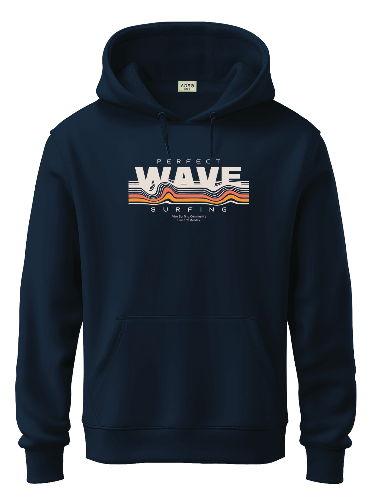 Men Navy Cotton Fleece Printed Hoodie
