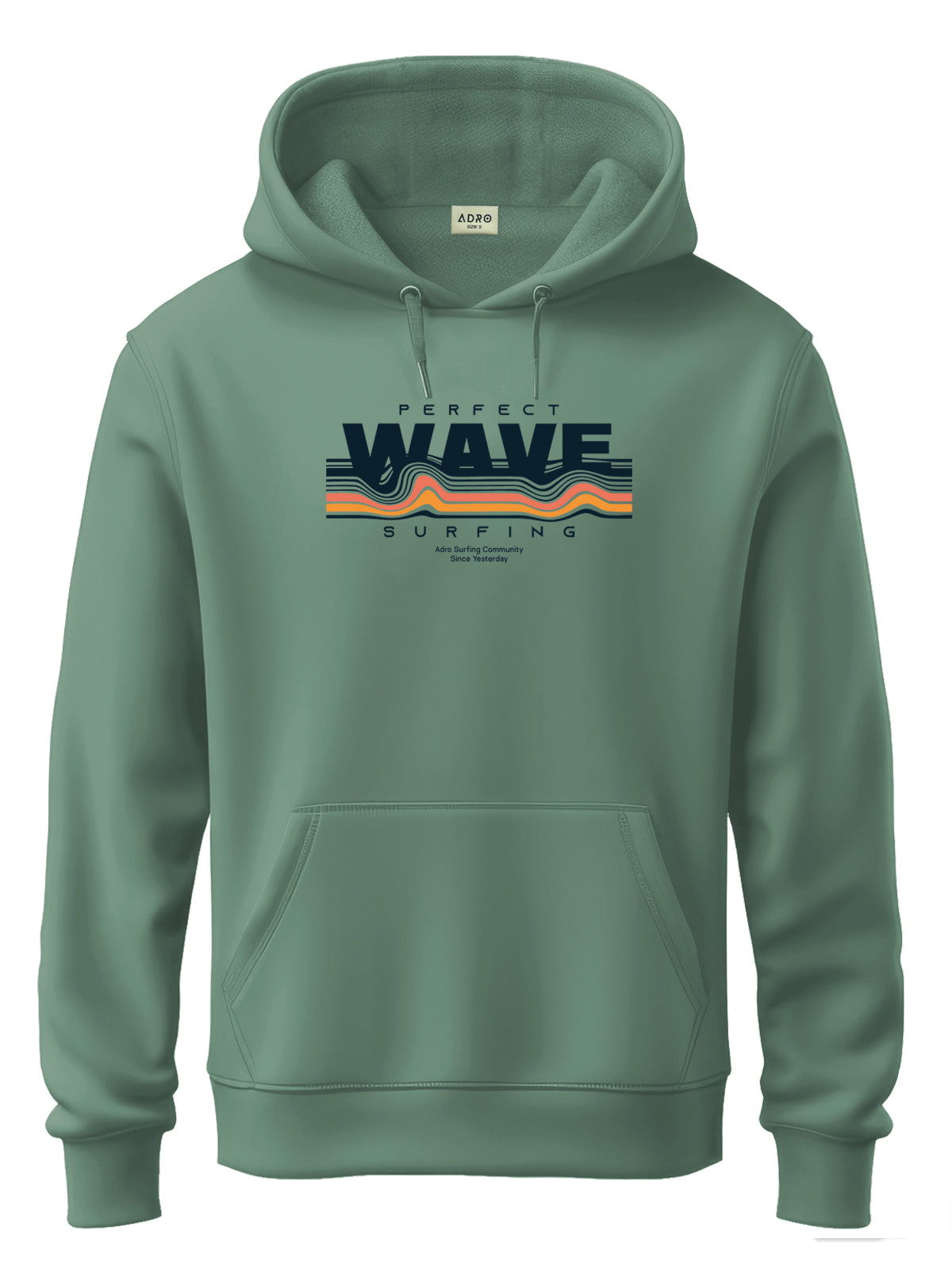 Men Green Cotton Fleece Printed Hoodie