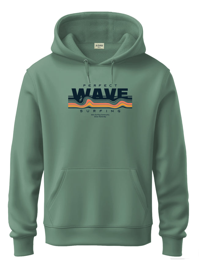 Men Green Cotton Fleece Printed Hoodie