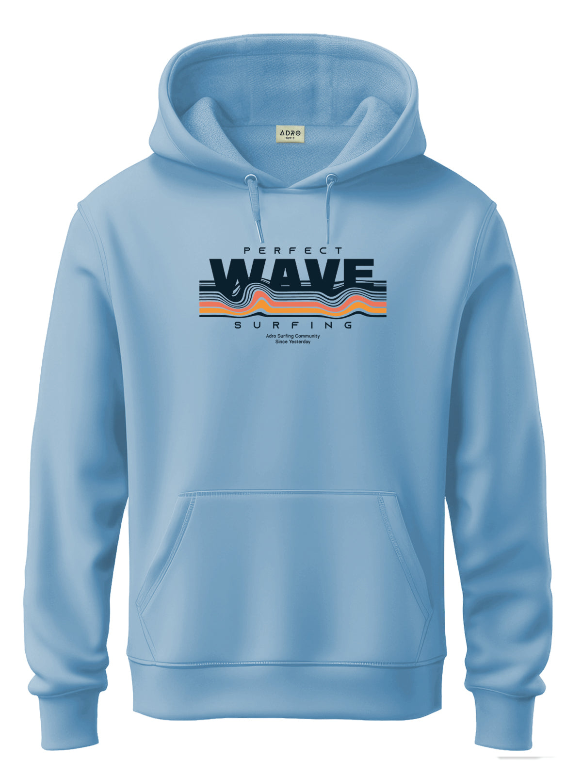 Men Blue Cotton Fleece Printed Hoodie