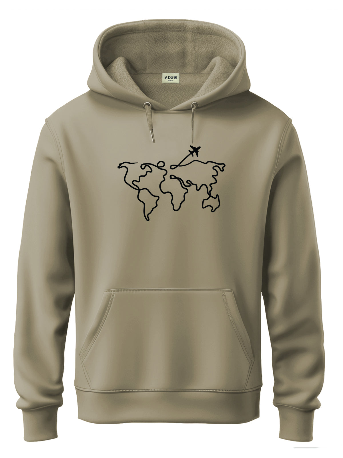 Men Beige Cotton Fleece Printed Hoodie