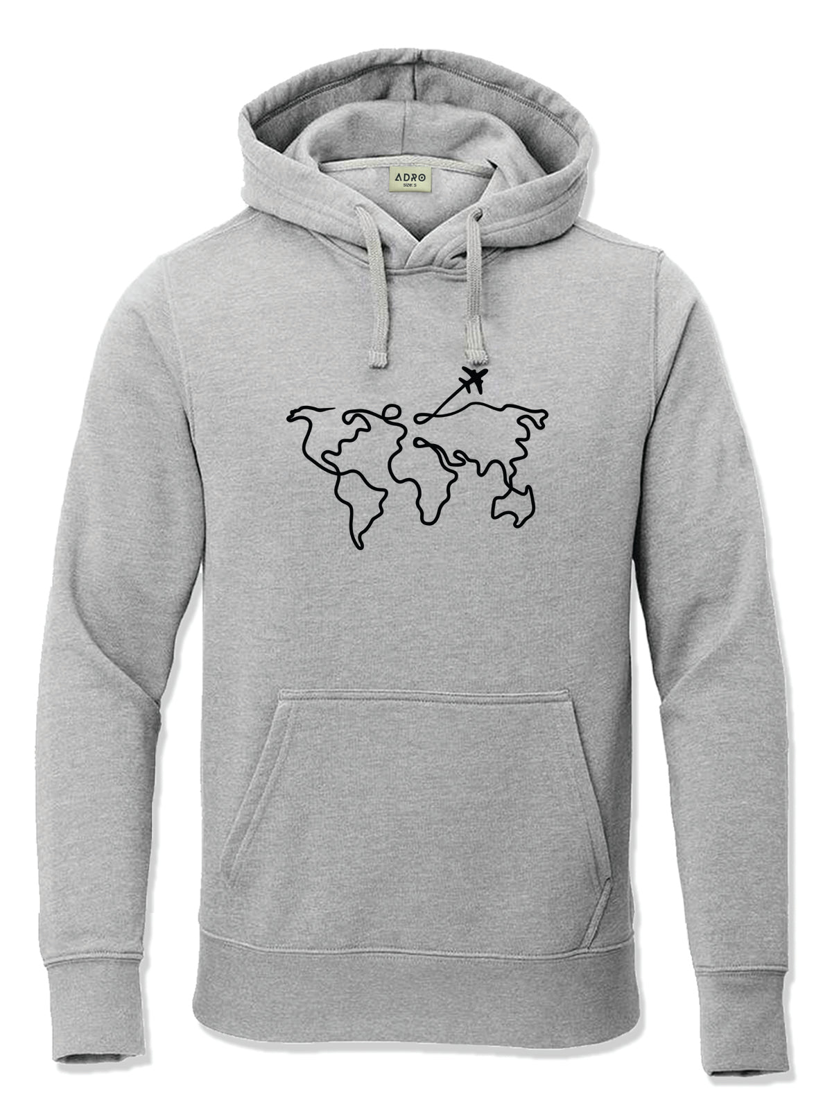 Men Grey Cotton Fleece Printed Hoodie