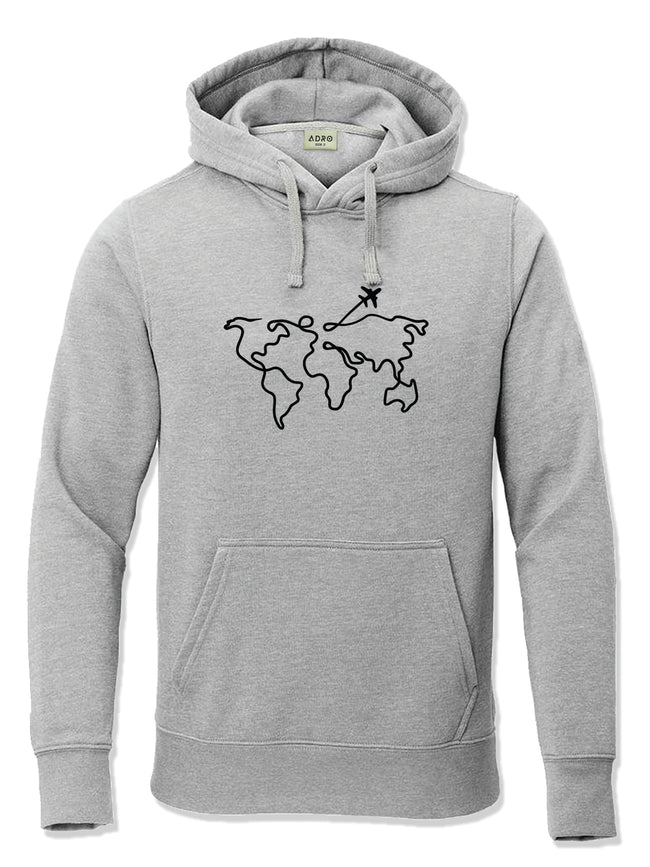 Men Grey Cotton Fleece Printed Hoodie