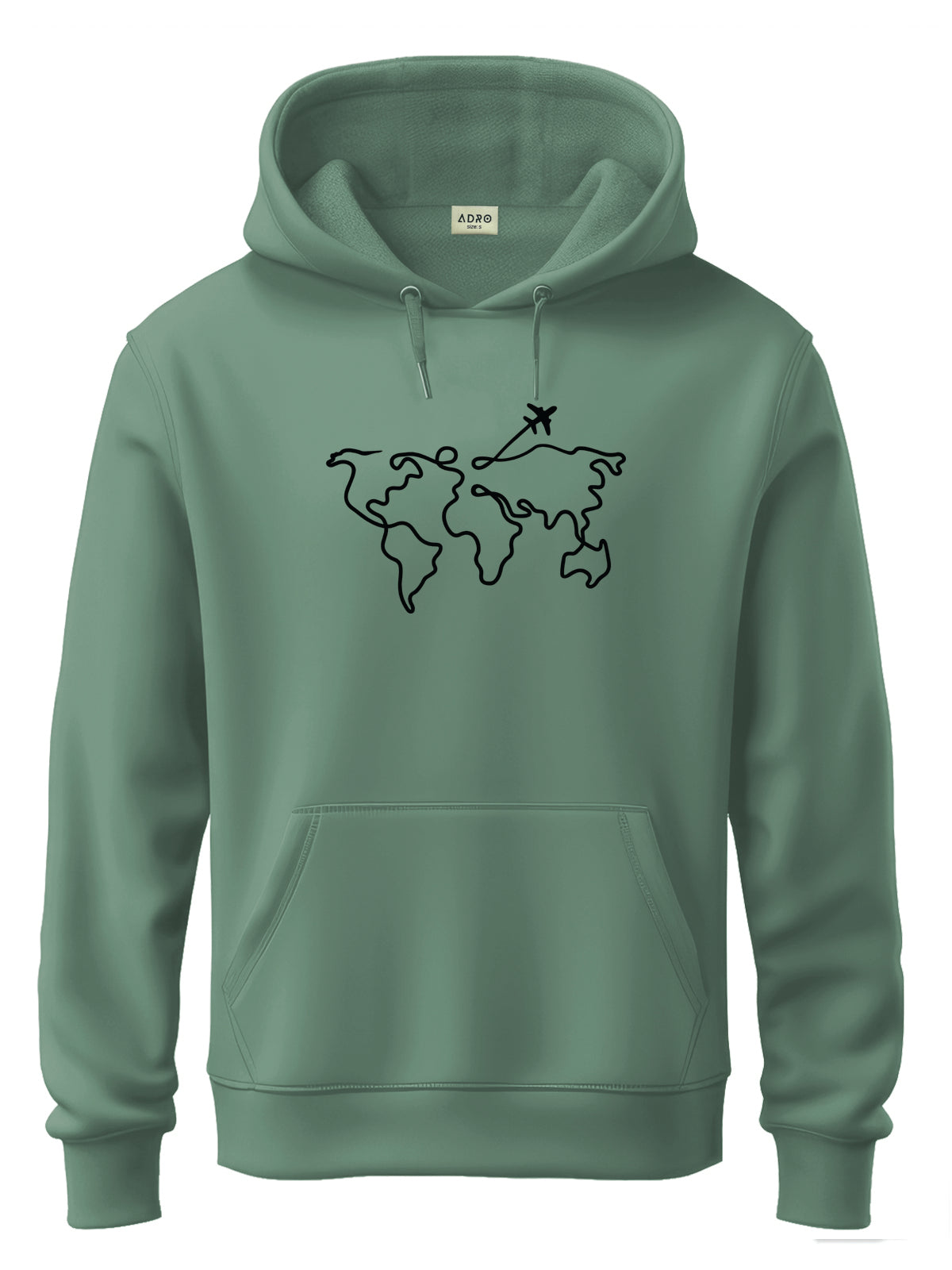 Men Green Cotton Fleece Printed Hoodie