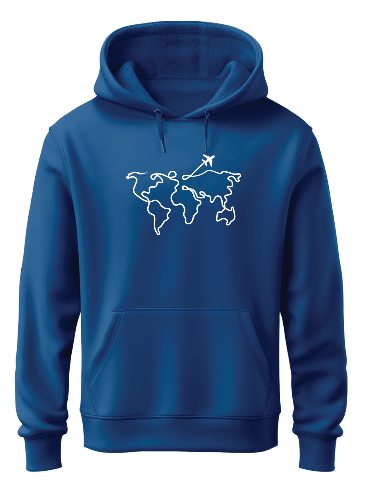 Men Blue Cotton Fleece Printed Hoodie