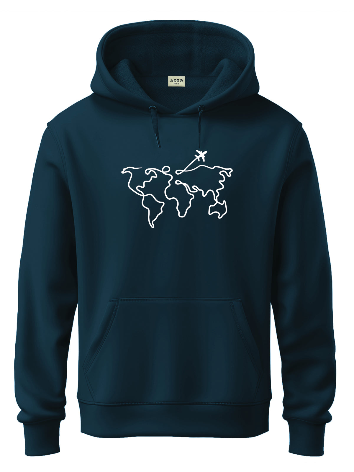 Men Teal Cotton Fleece Printed Hoodie