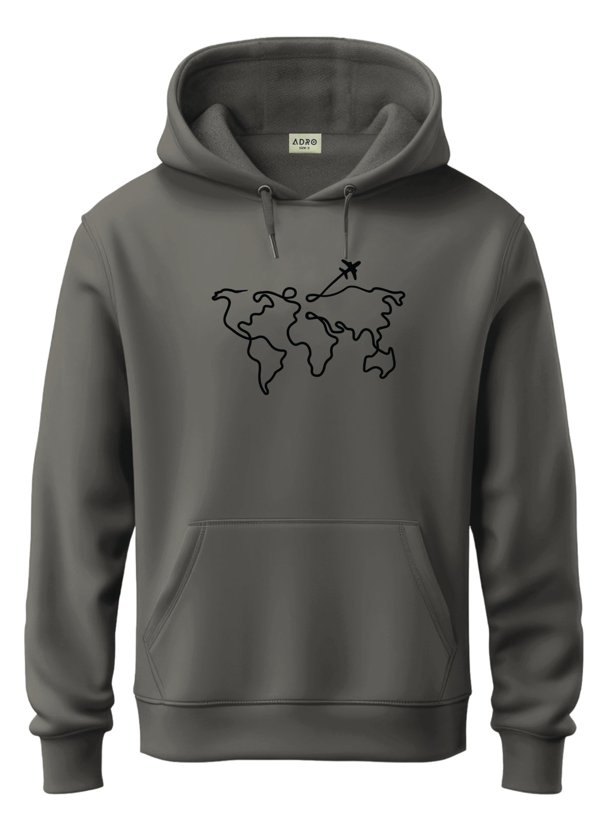 Men Grey Cotton Fleece Printed Hoodie