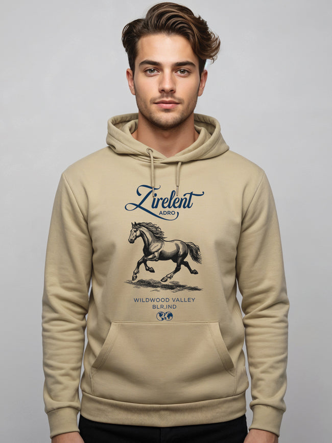 Men Beige Printed Hoodie