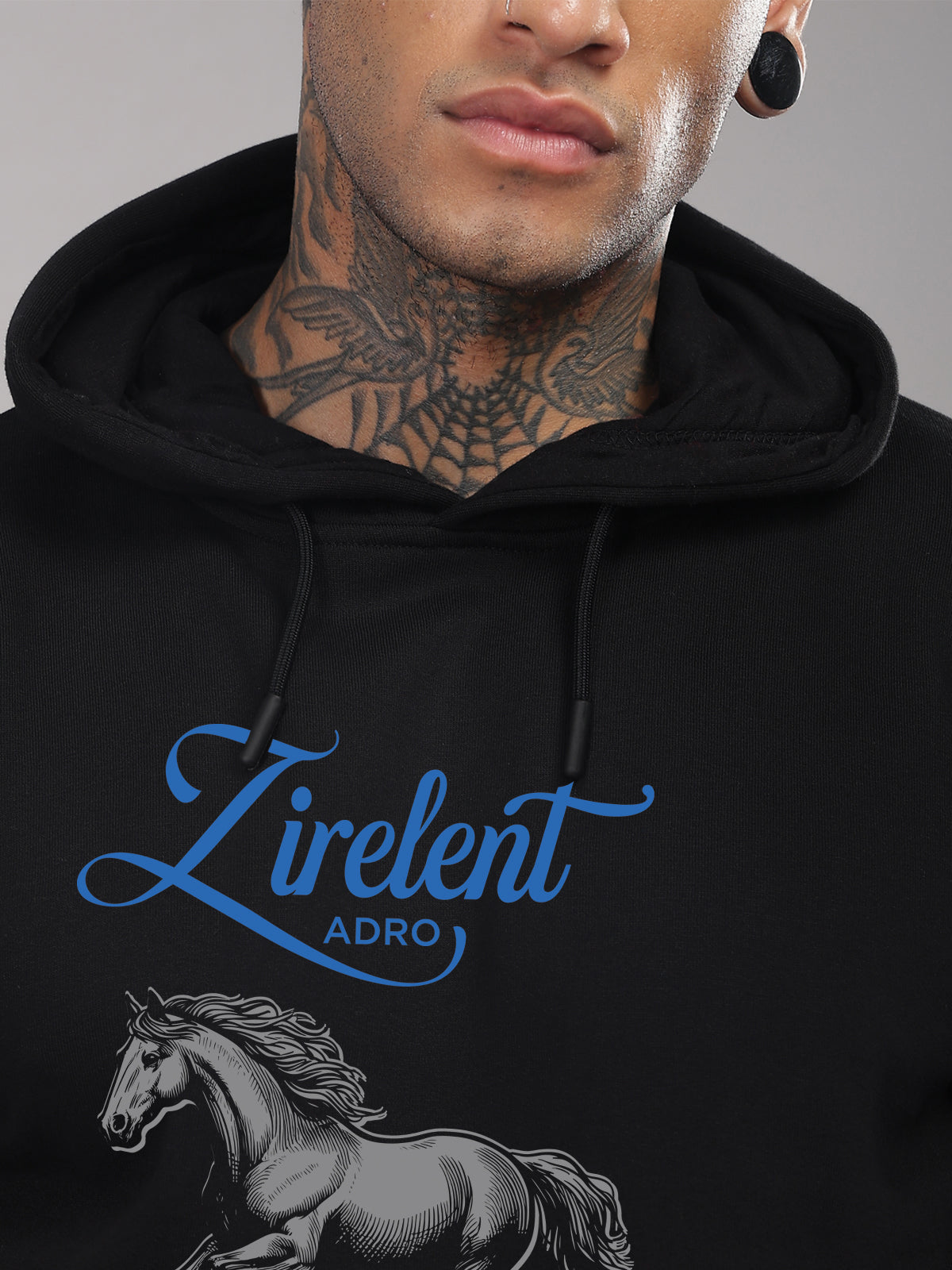 Men Black Printed Hoodie