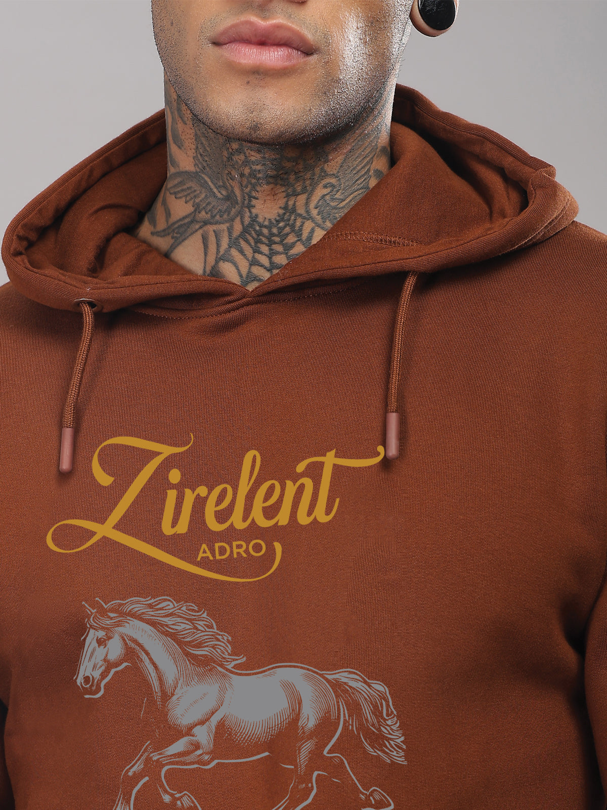 Men Brown Printed Hoodie