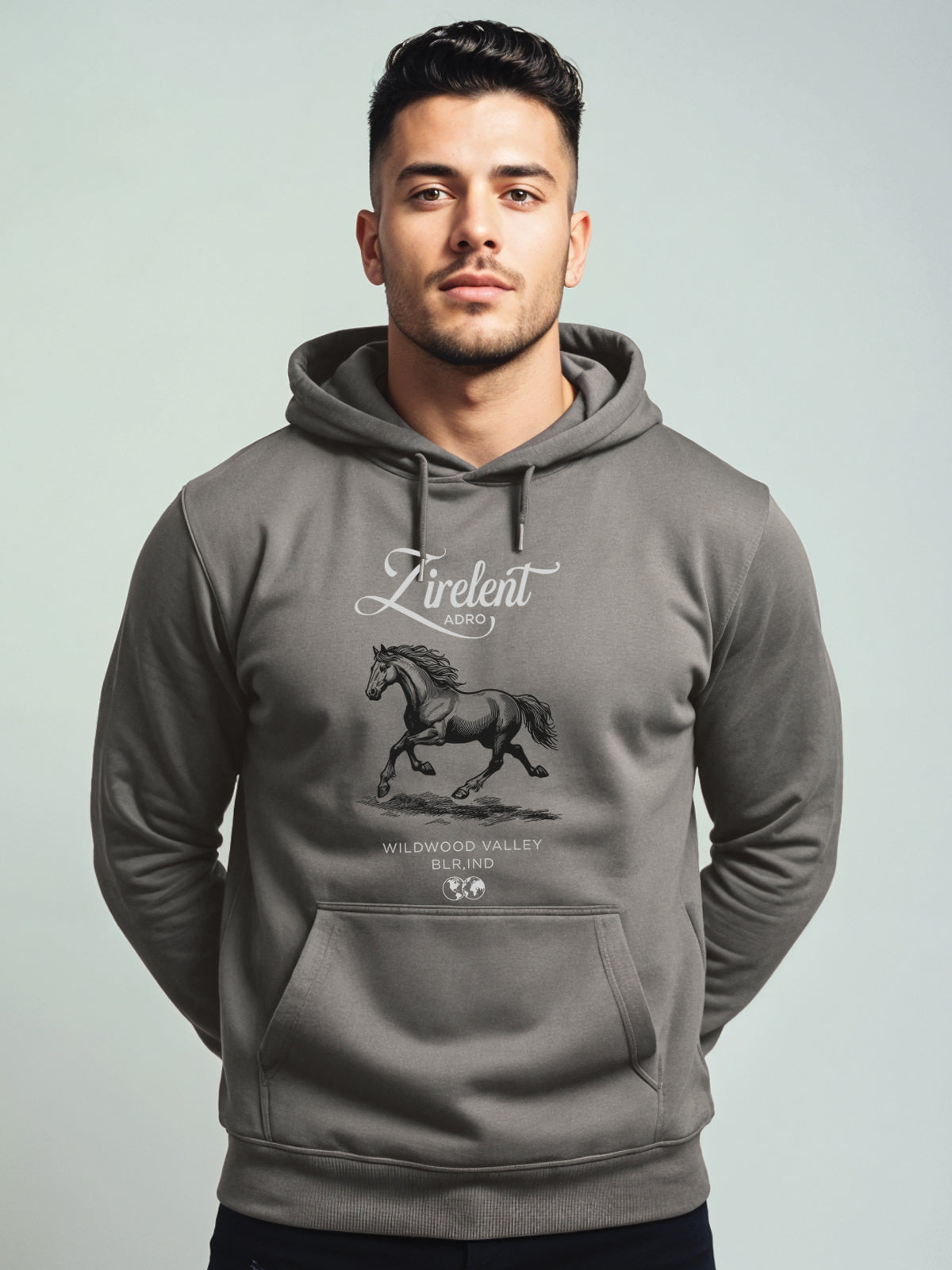 Men Grey Printed Hoodie