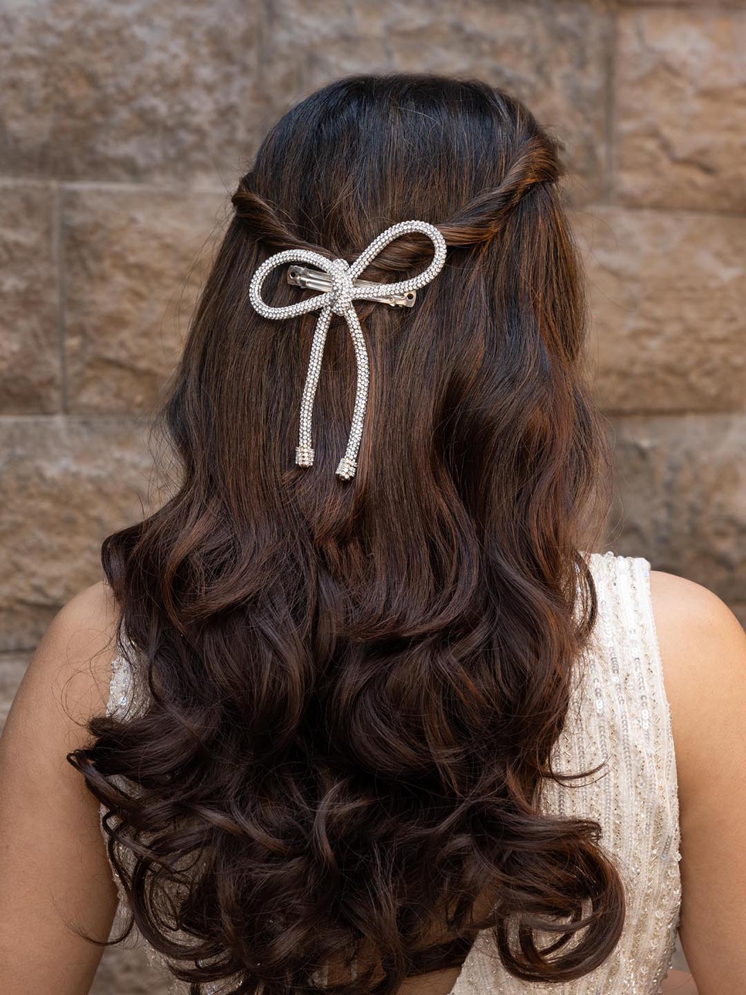 Crystal Hair Bow Barrette Clip