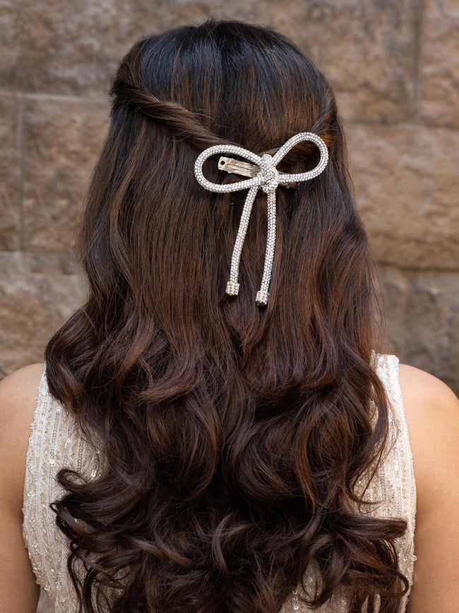 Crystal Hair Bow Barrette Clip