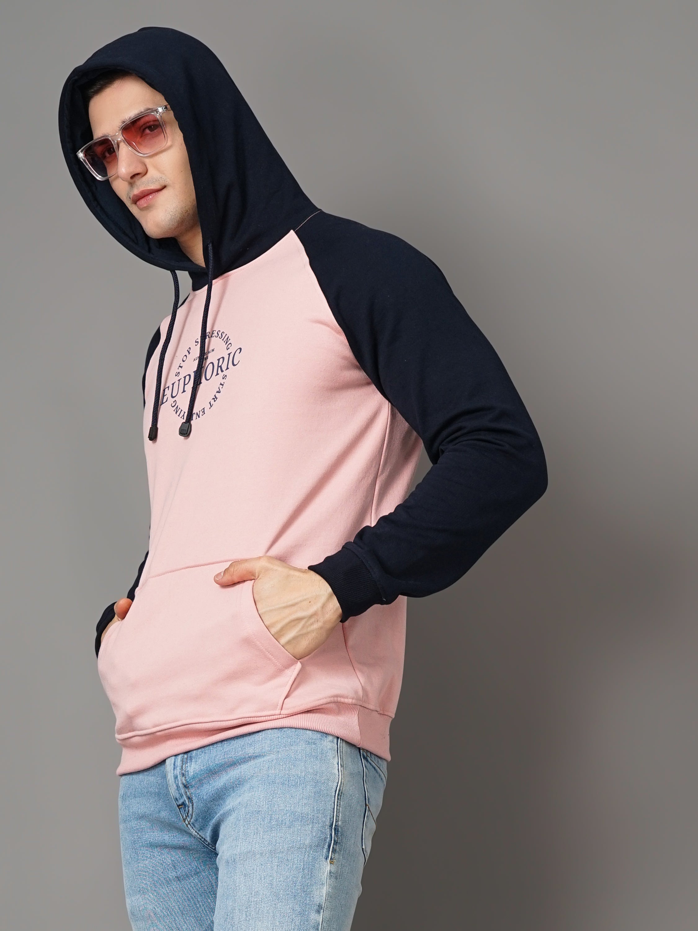 Men Pink Euphoric Hoodie