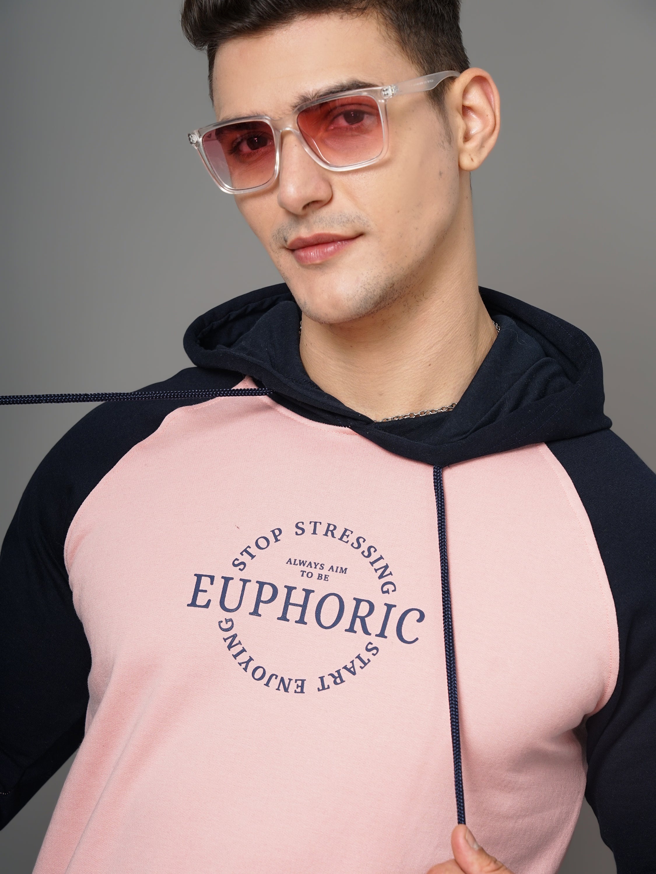 Men Pink Euphoric Hoodie