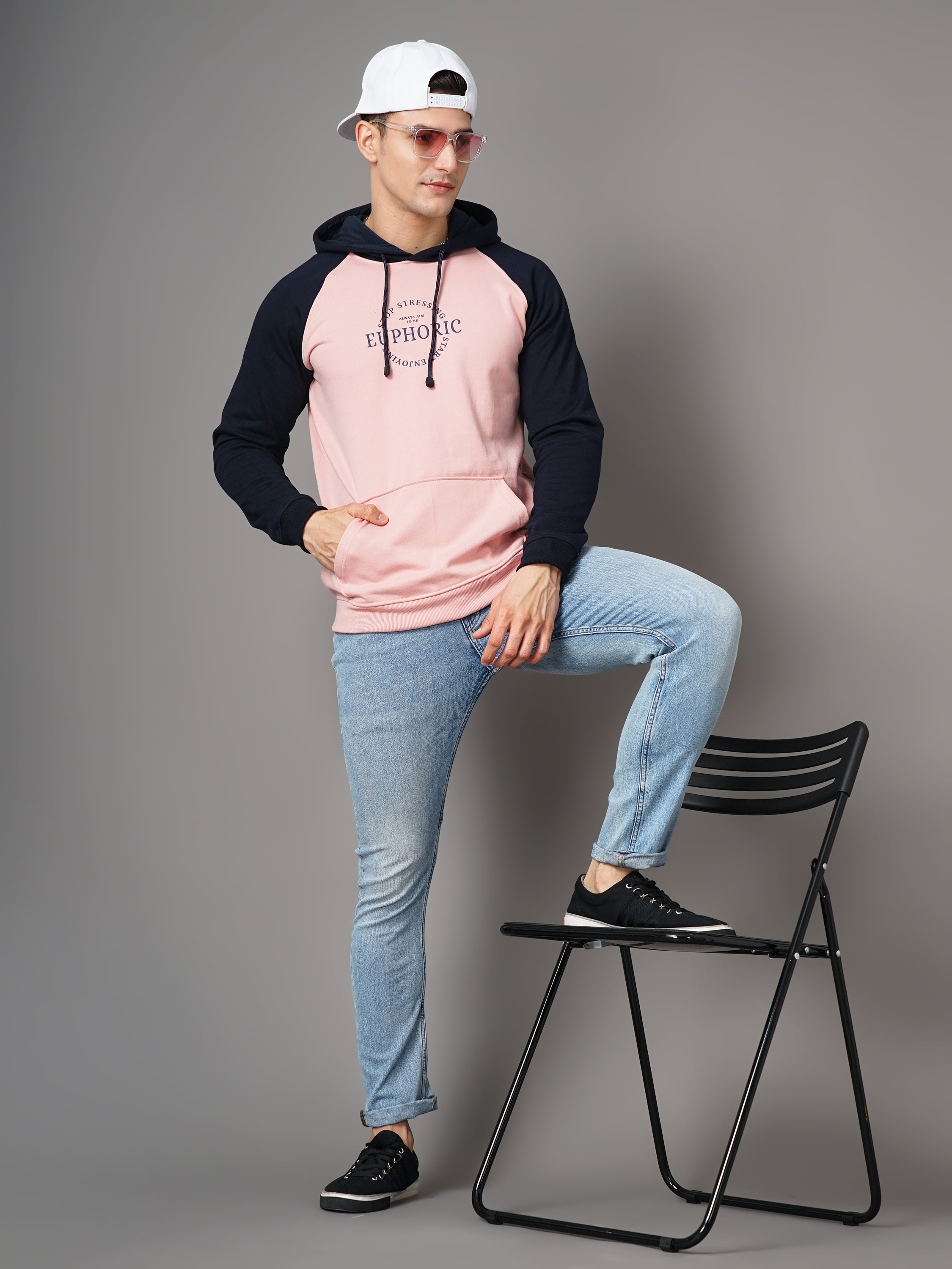 Men Pink Euphoric Hoodie