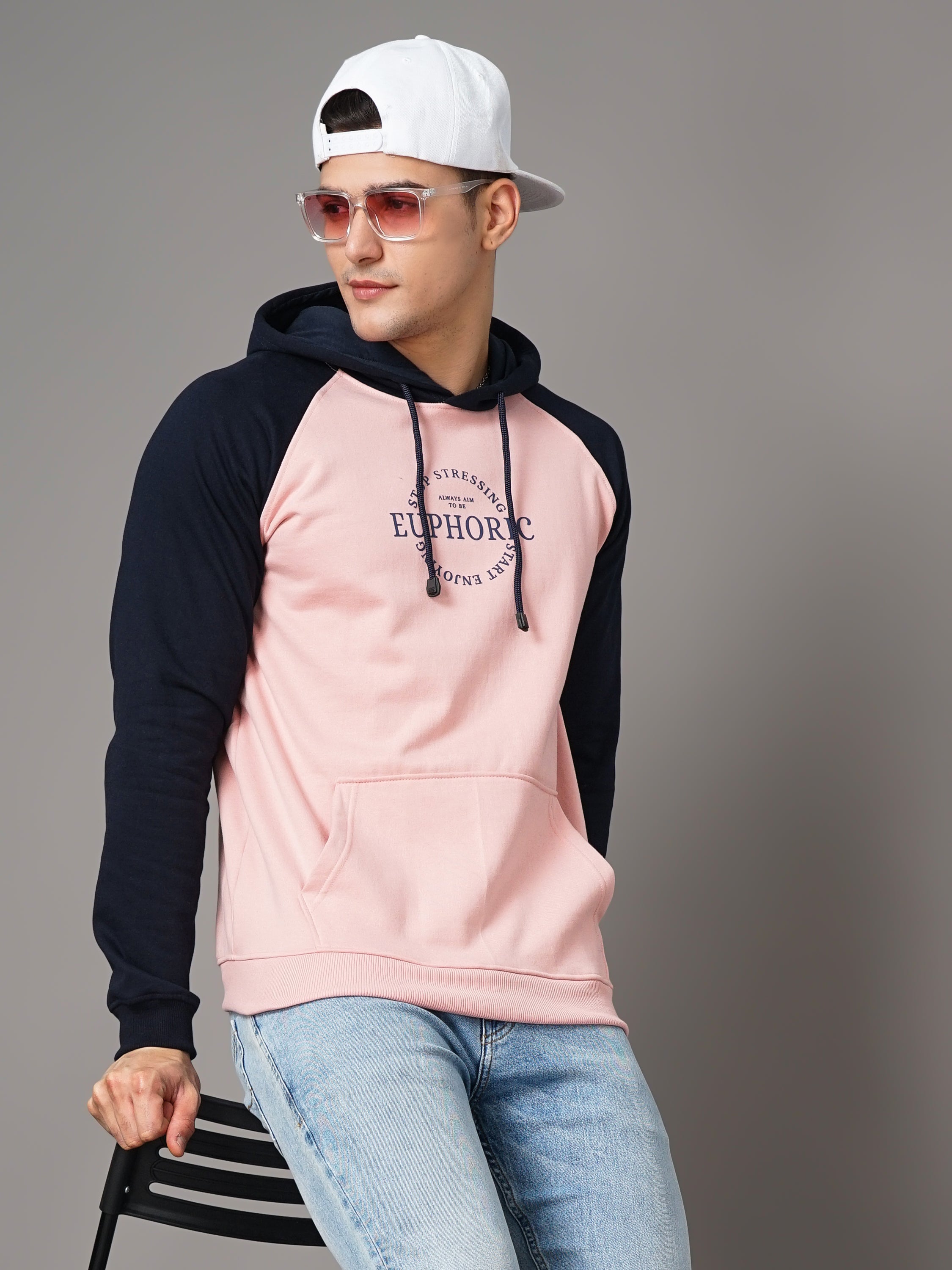 Men Pink Euphoric Hoodie
