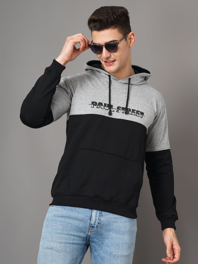 Men Grey and Black Meld Hoodie