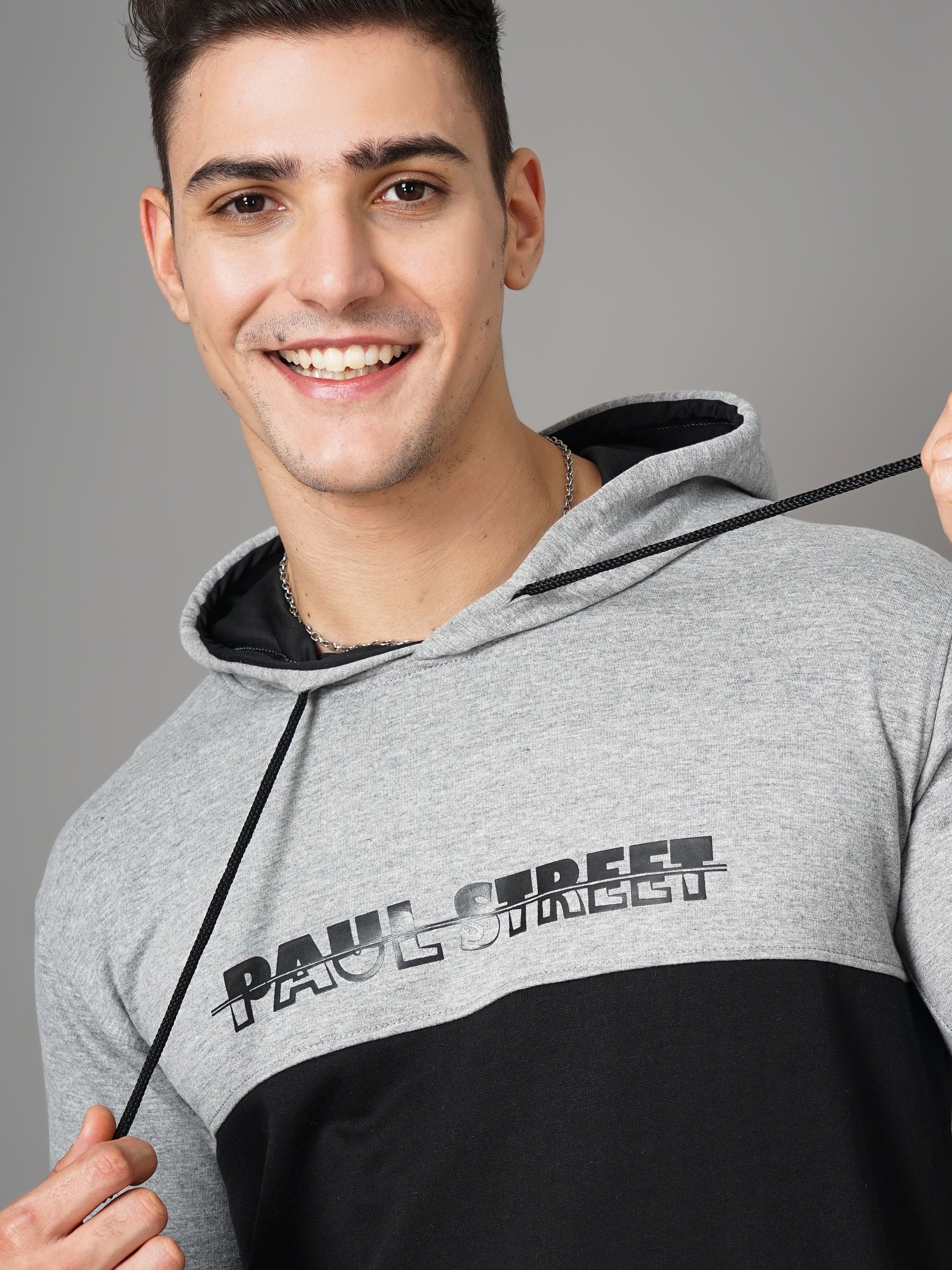 Men Grey and Black Meld Hoodie