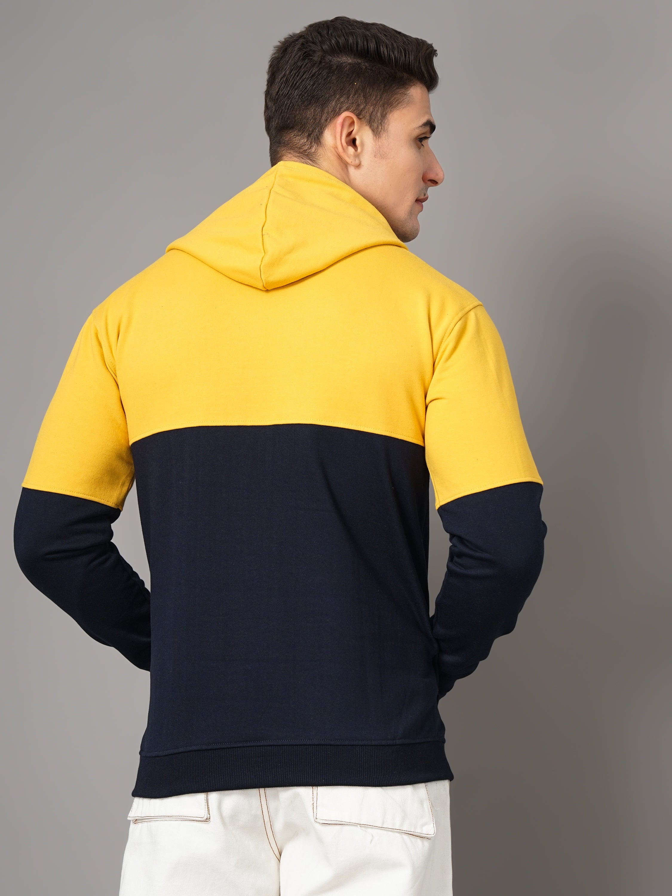 Men Yellow and Navy Meld Hoodie