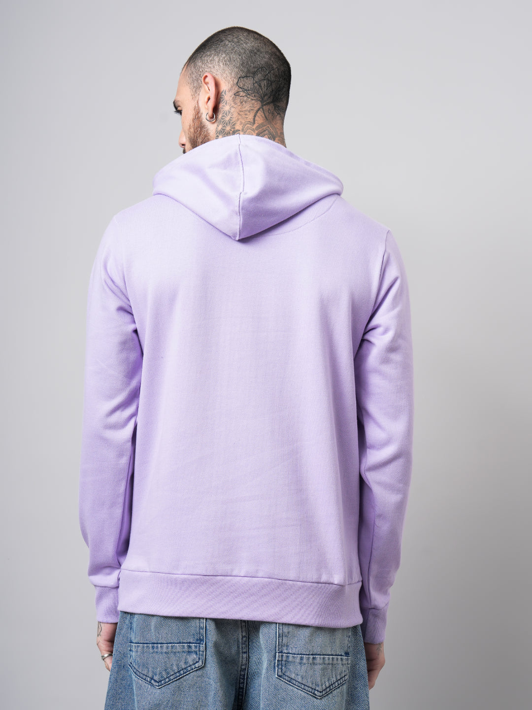Men Solid Lavender Hoodie