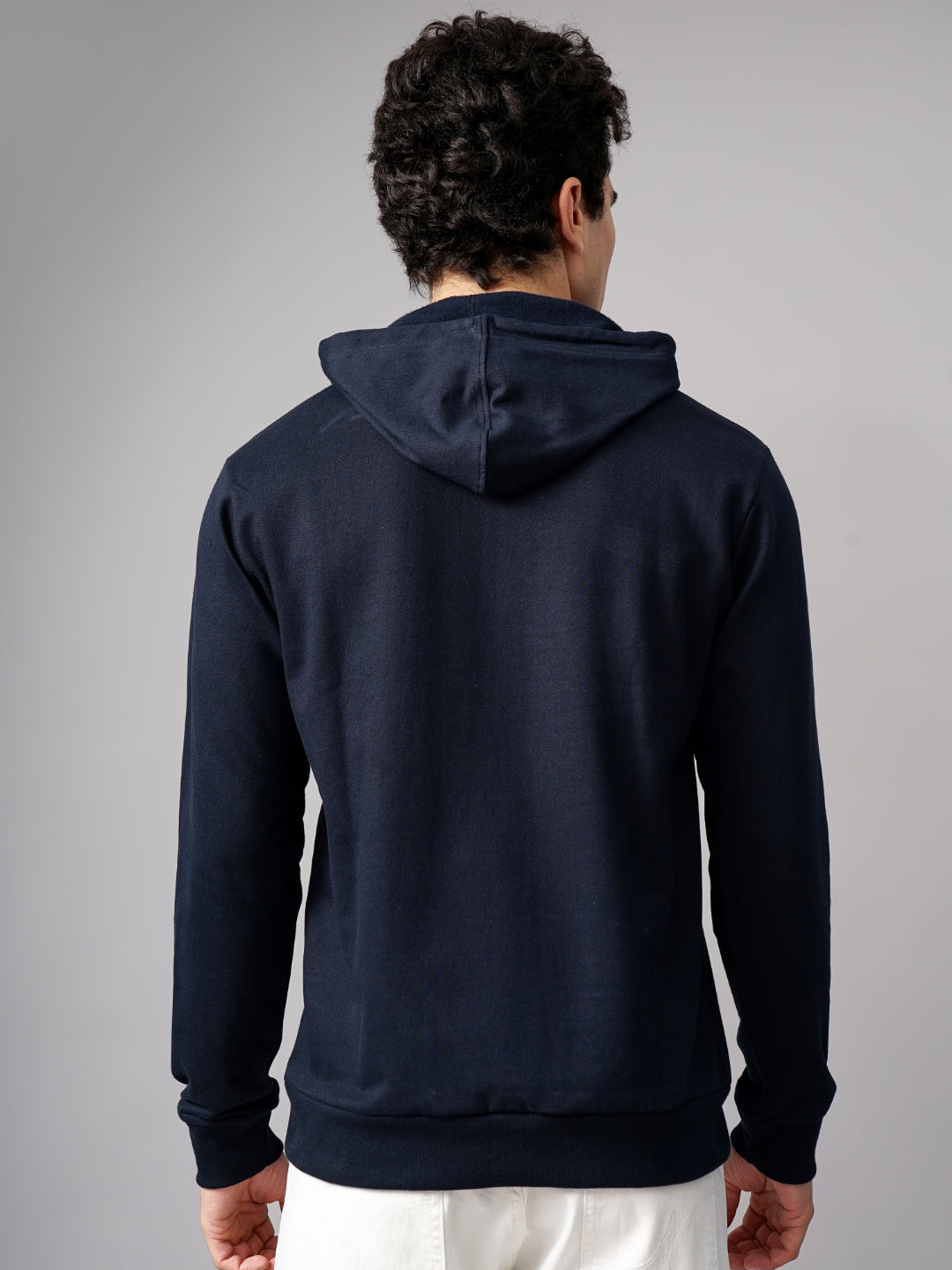 Men Solid Navy Hoodie