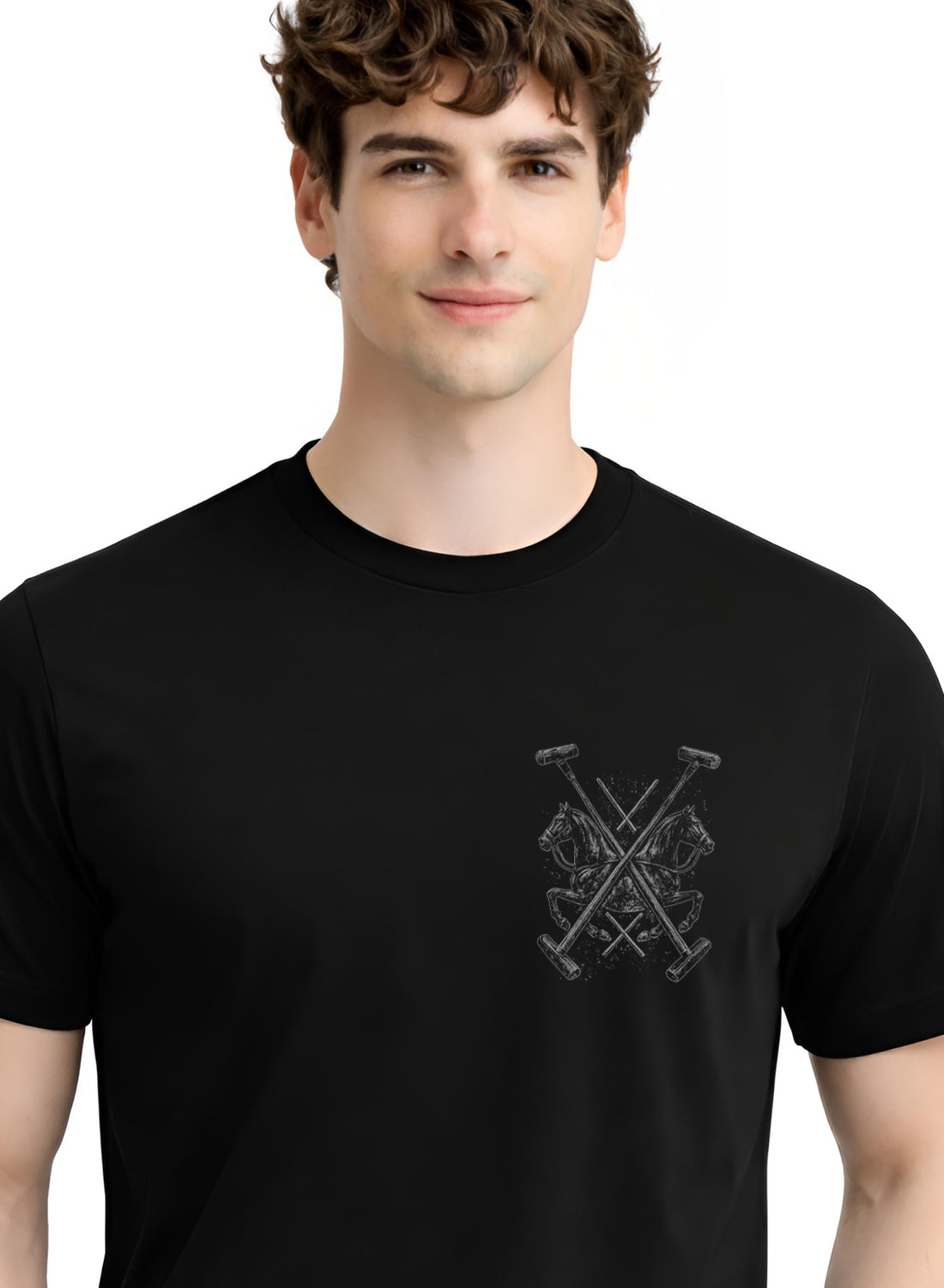 Men Black Polo Crest Printed T-Shirt