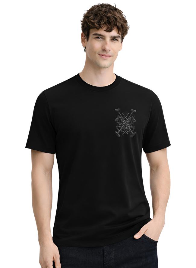 Men Black Polo Crest Printed T-Shirt