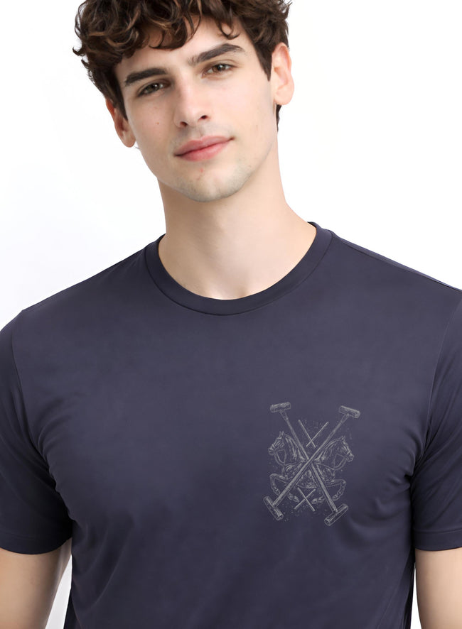 Men Grey Polo Crest Printed T-Shirt
