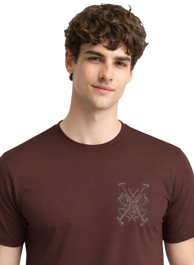 Men Brown Polo Crest Printed T-Shirt
