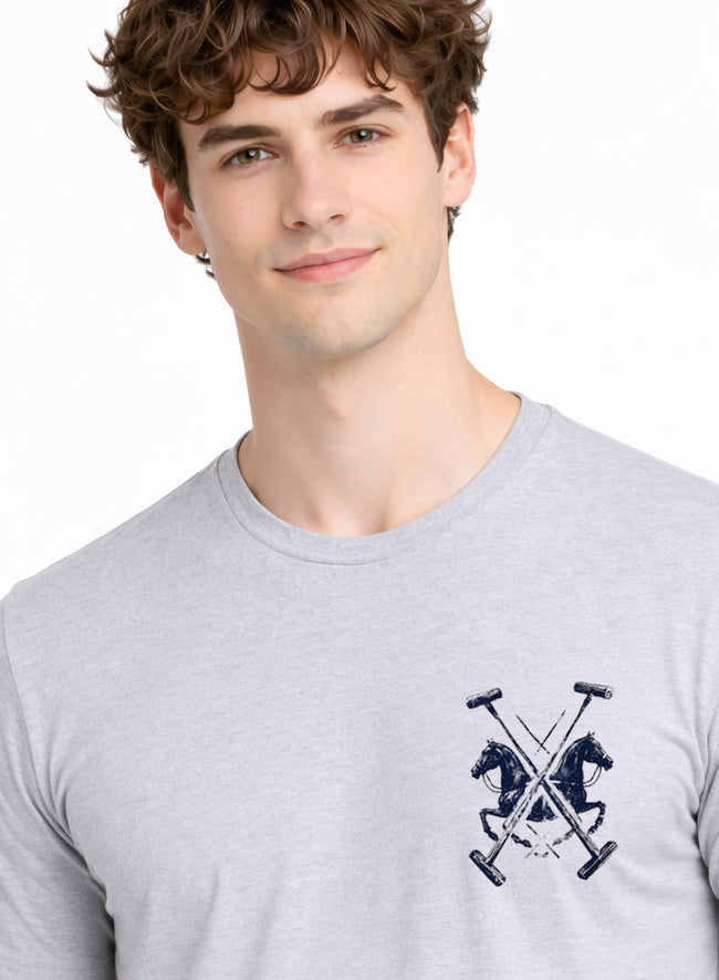 Men Grey Polo Crest Printed T-Shirt