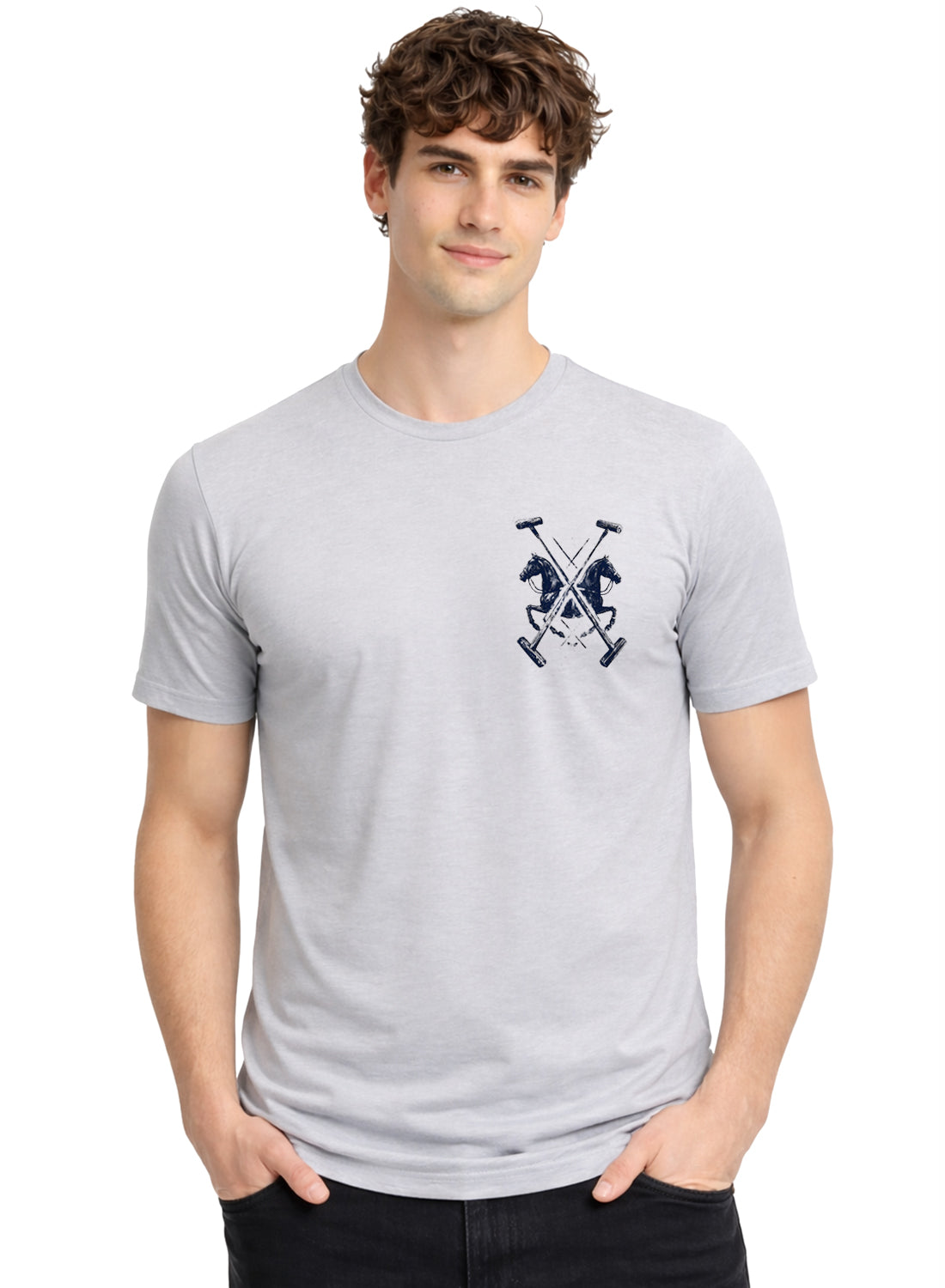 Men Grey Polo Crest Printed T-Shirt